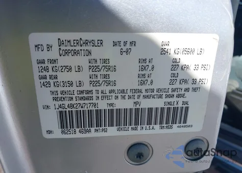 2007 Jeep Liberty Sport из США, поврежденный, VIN 1J4GL48K27W717701